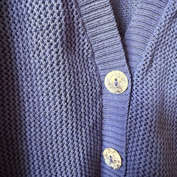 IRIDIUM CARDIGAN SWEATER PIMA COTTON OPEN WEAVE PREPPY BREATHABLE CLASSIC CHIC - Picture 5 of 11